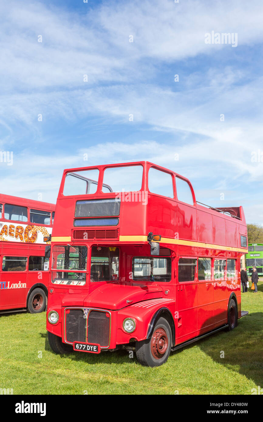 Classic Red Double Decker Routemaster Bus at Display of Heritage Vehicles Stock Photo