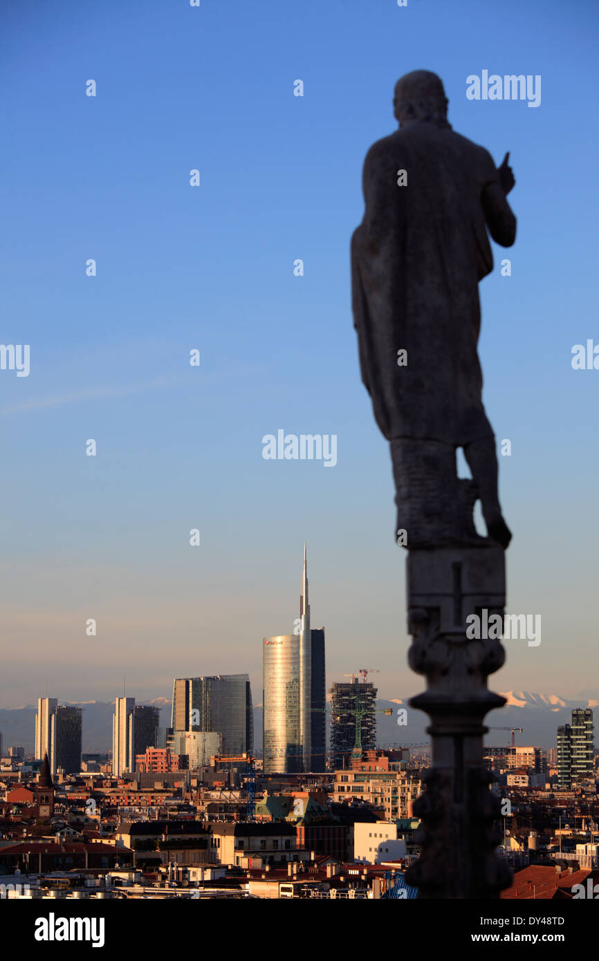 Cityscape of Milan from the top of the Cathedral (Duomo), Milan, Italy Stock Photo