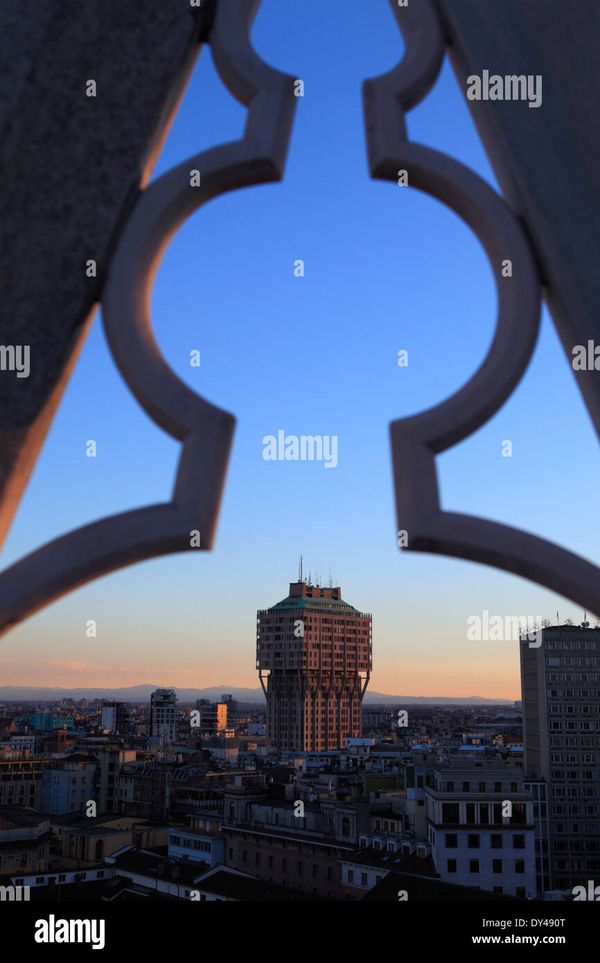 Cityscape of Milan from the top of the Cathedral (Duomo), Milan, Italy Stock Photo