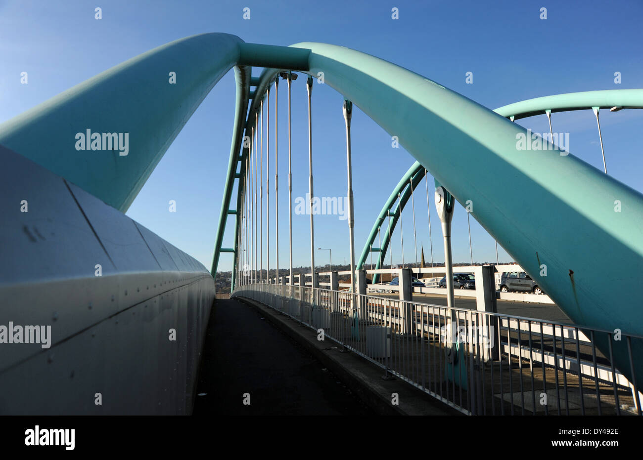 Suspension bridge Blackburn Lancashire UK Stock Photo