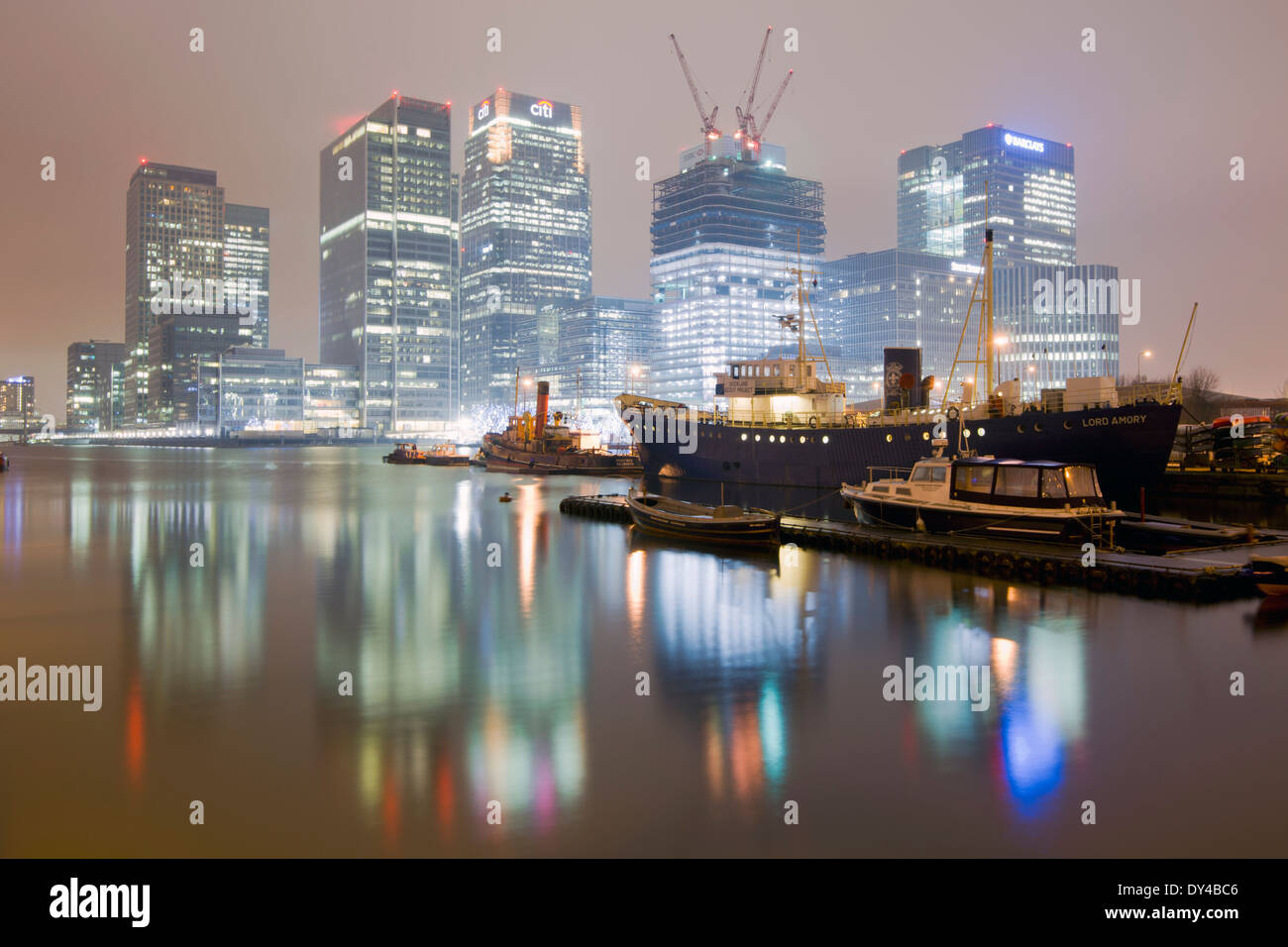 Canary Wharf at night, London Stock Photo - Alamy