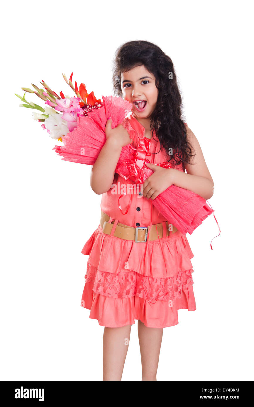 india kids Present  Bouquet Stock Photo