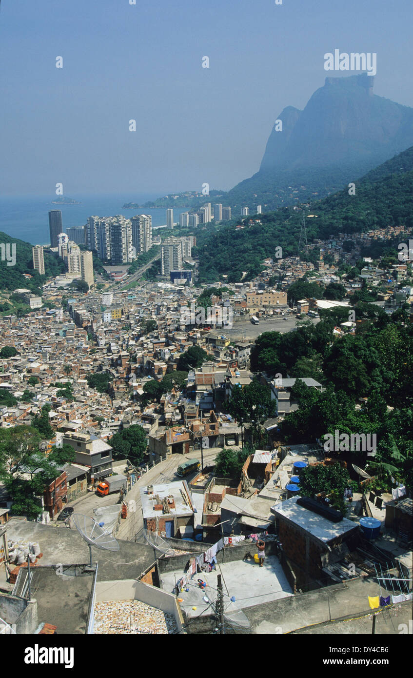 From Rocinha Favela, view across Rio de Janeirio, Brazil, South America ...