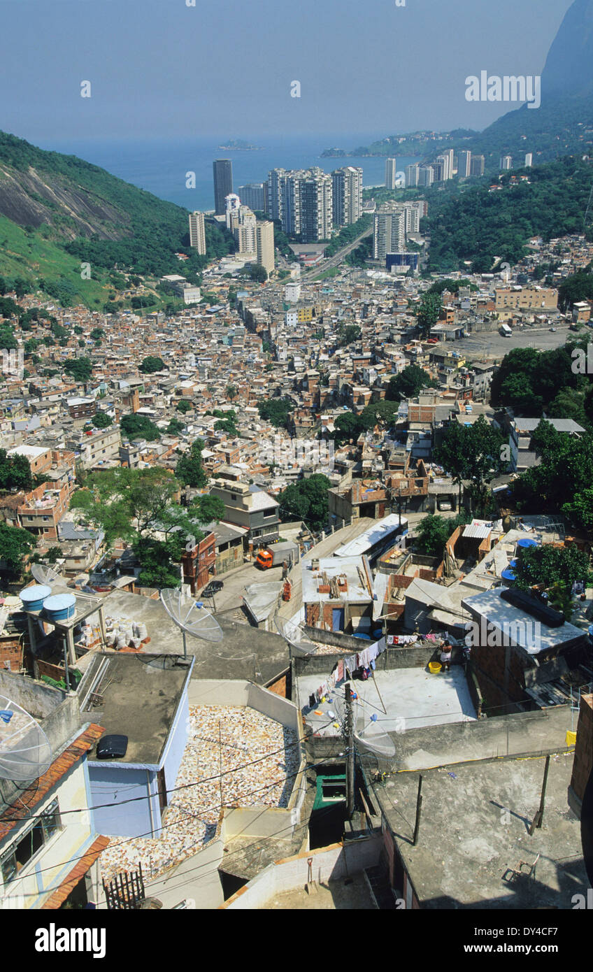 From Rocinha Favela, view across Rio de Janeirio, Brazil, South America ...