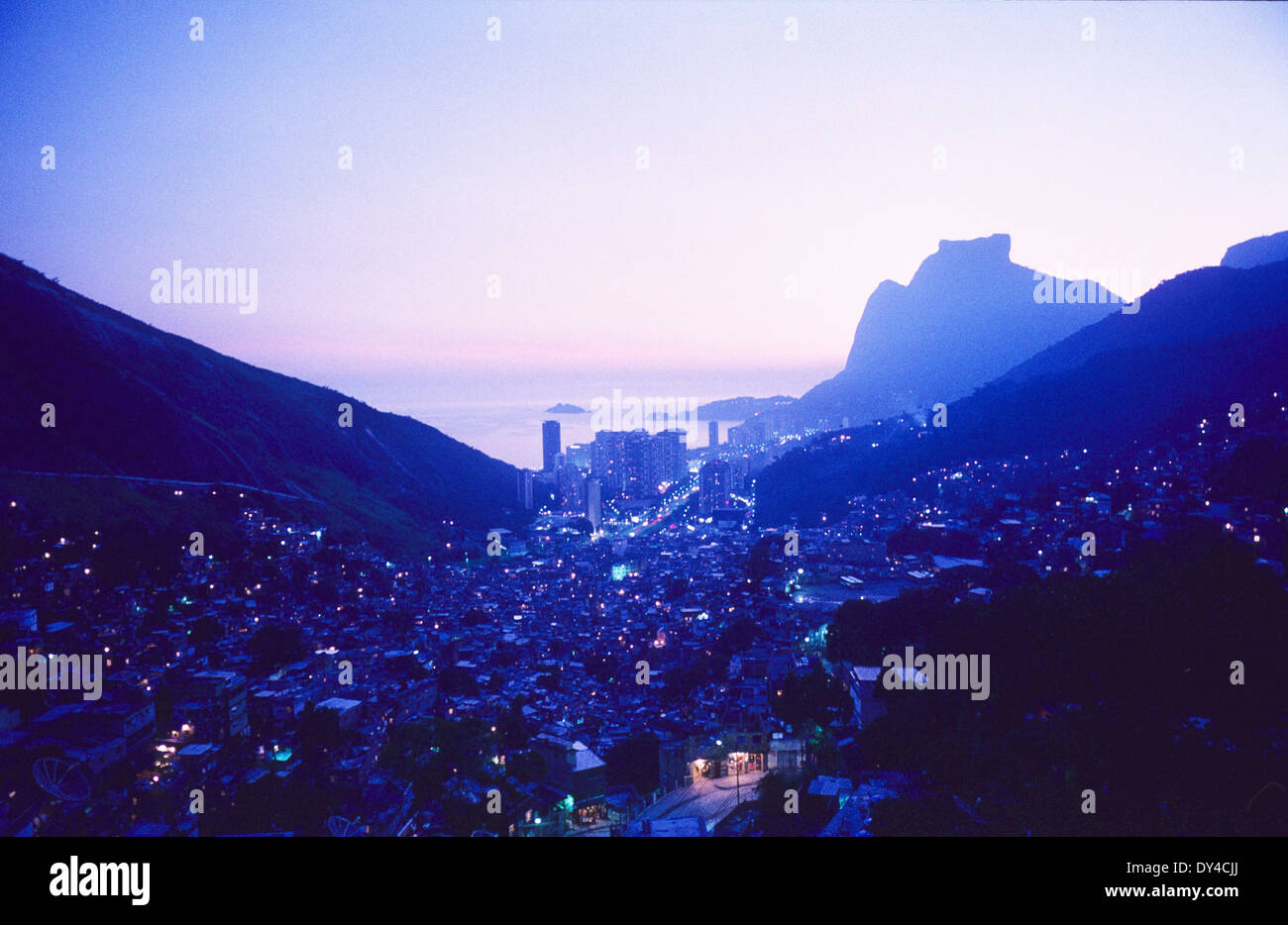 From Rocinha Favela, view across Rio de Janeirio, Brazil, South America ...