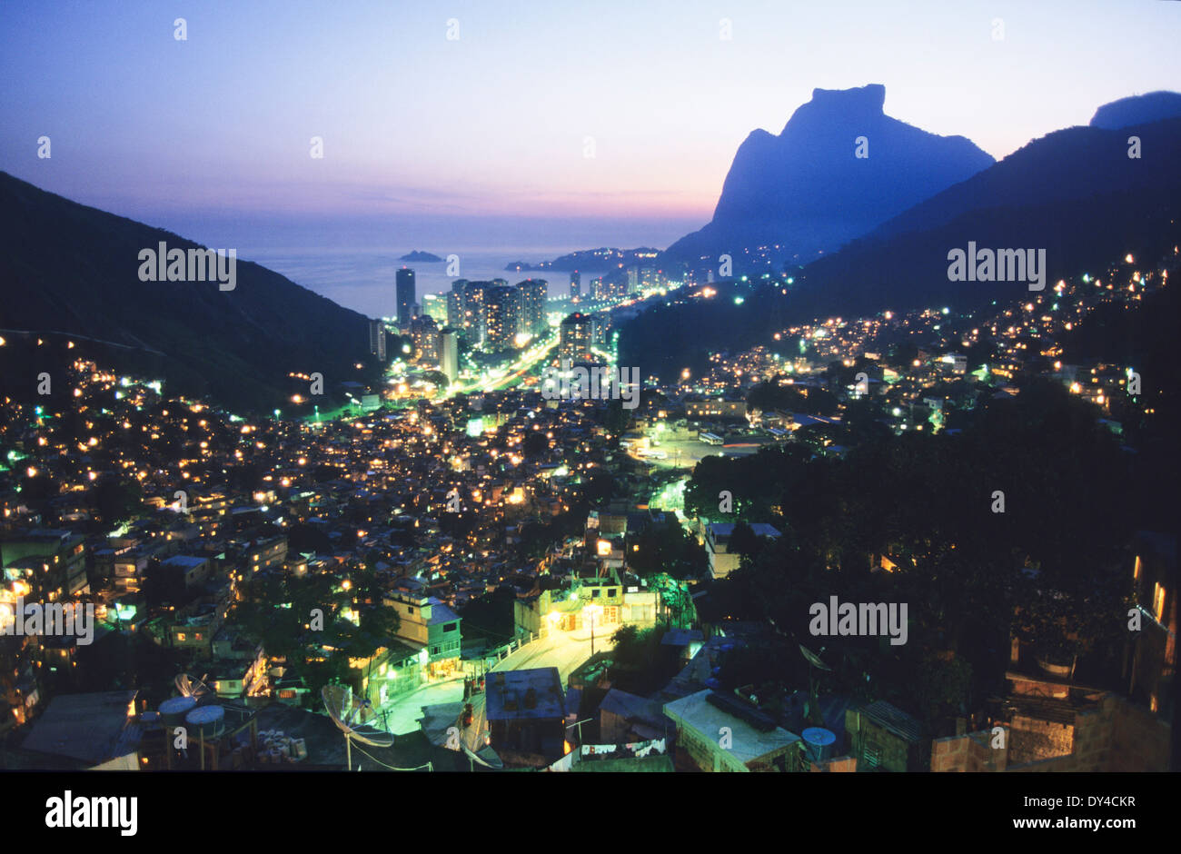 From Rocinha Favela, view across Rio de Janeirio, Brazil, South America ...