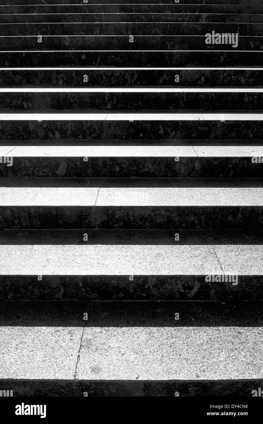 stone stair steps outdoors in black and white Stock Photo