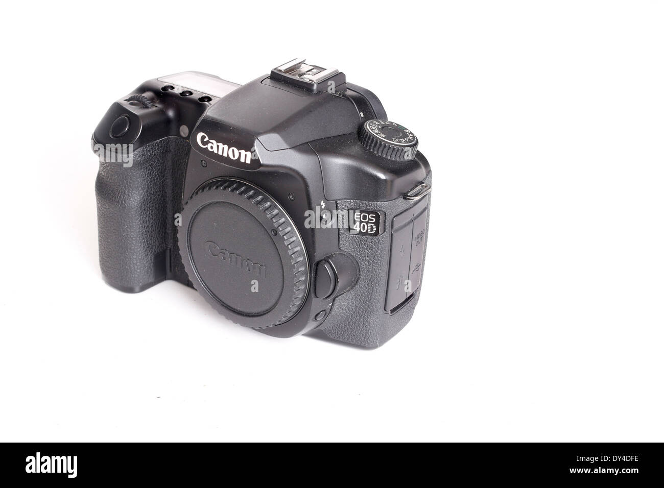 Canon 40D, an older quality digital slr camera. Three quarter front view Stock Photo