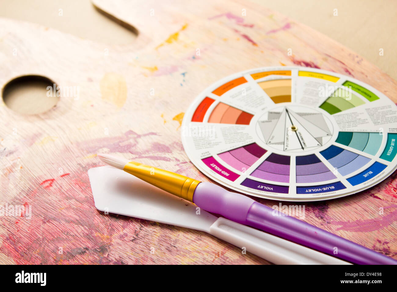 Colour Wheel and Other Painting Accessories & Supplies Stock Photo