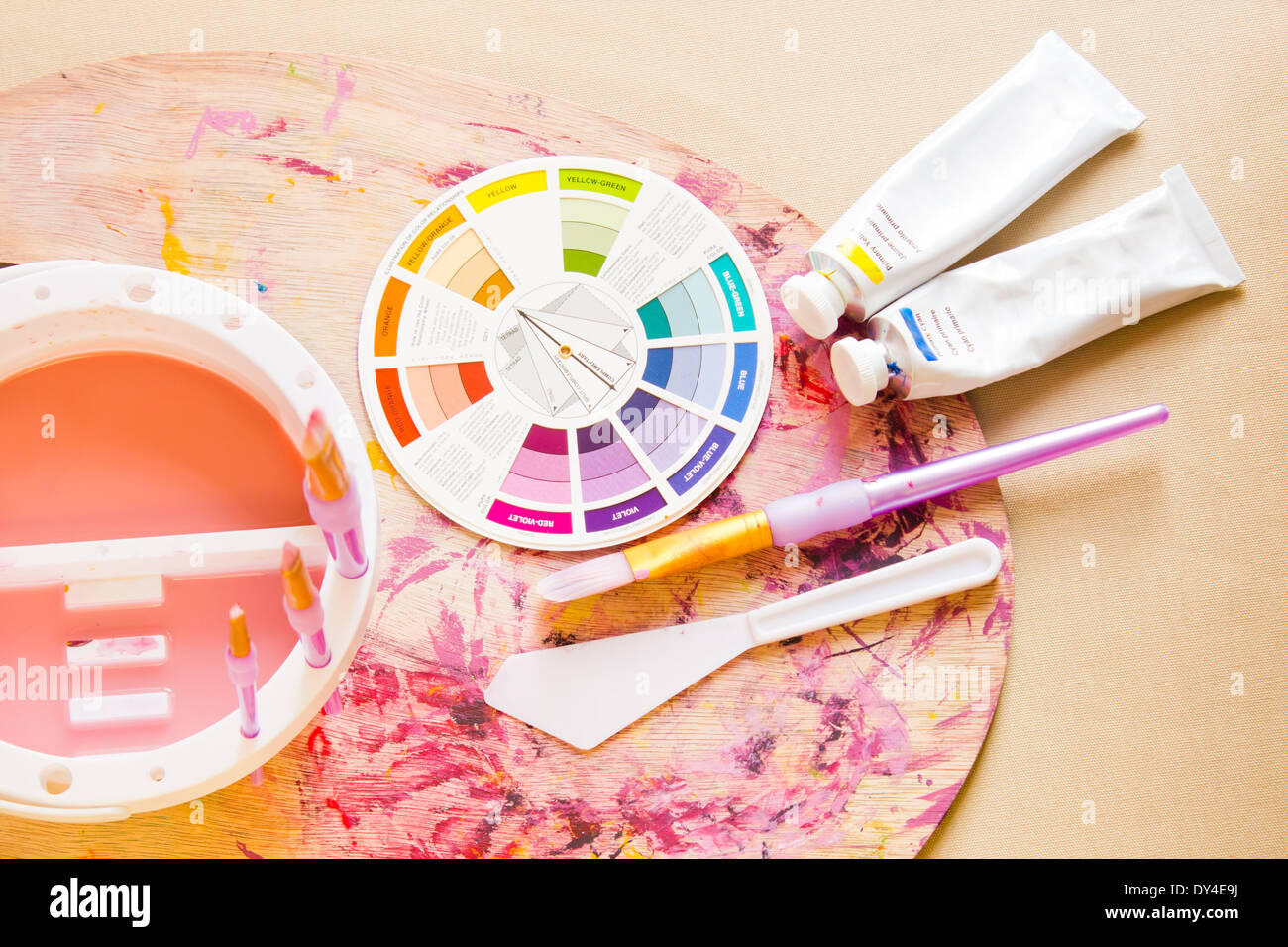 Colour Wheel and Other Painting Accessories & Supplies Stock Photo Alamy
