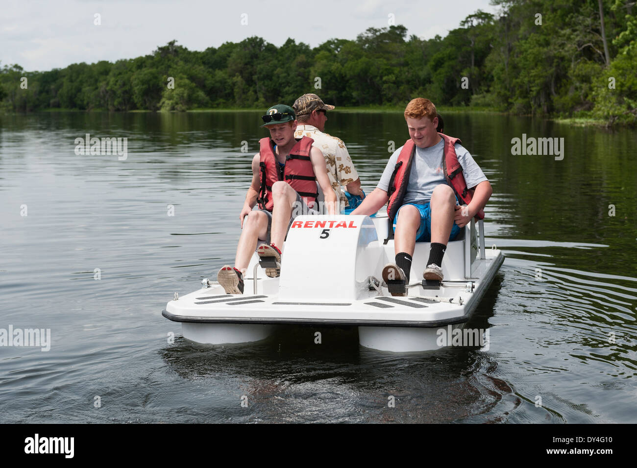People enjoying a day at Deleon Springs State Park in Florida with a