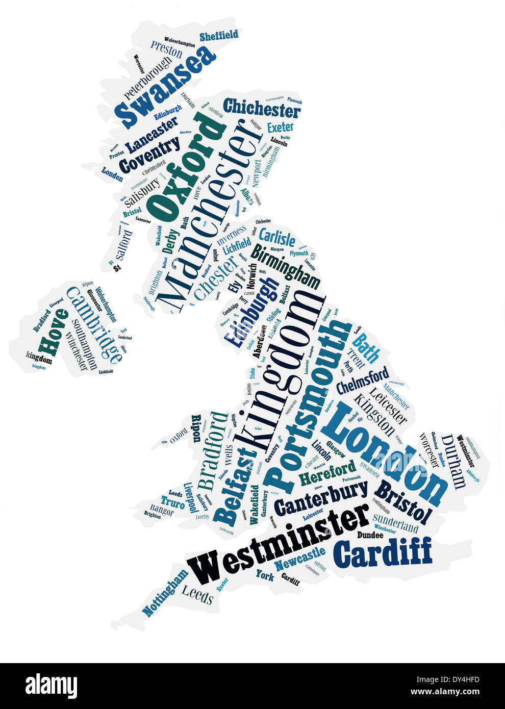 abstract map of United Kingdom word cloud Stock Photo