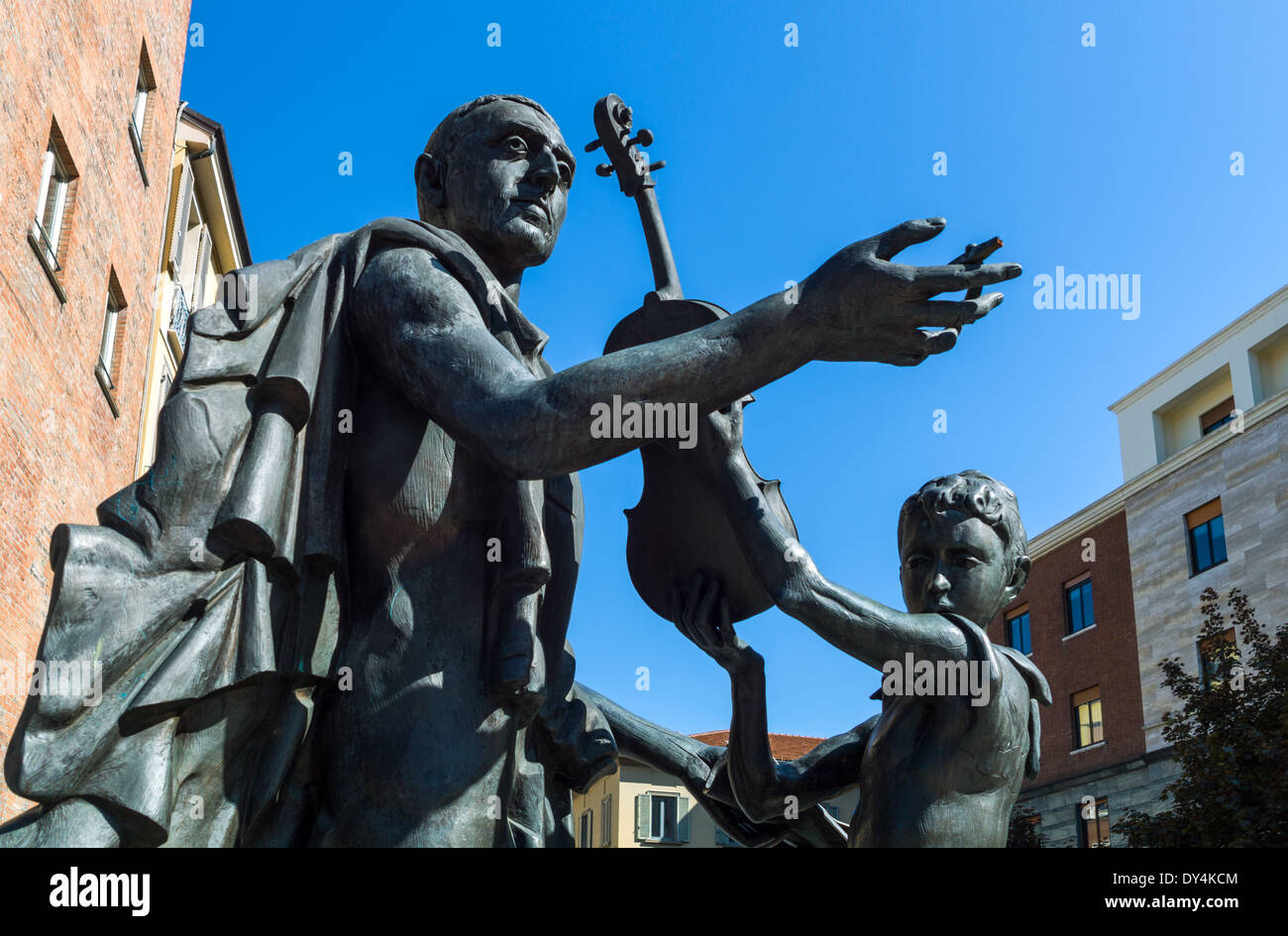 Italy, Cremona, the statue of the famous violin maker Antonio