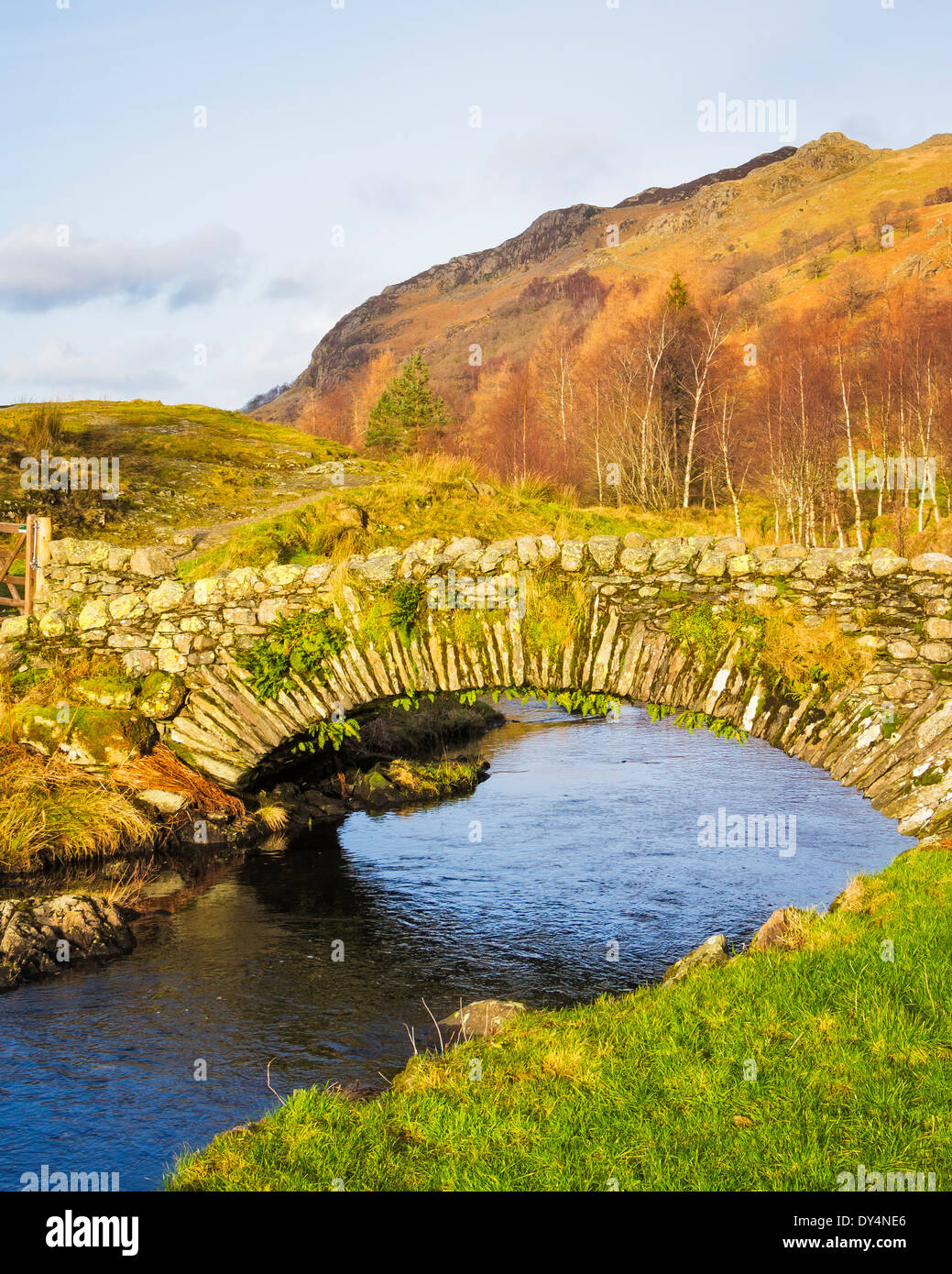 The packhorse bridge at Watendlath Beck above Derwentwater in the Lake