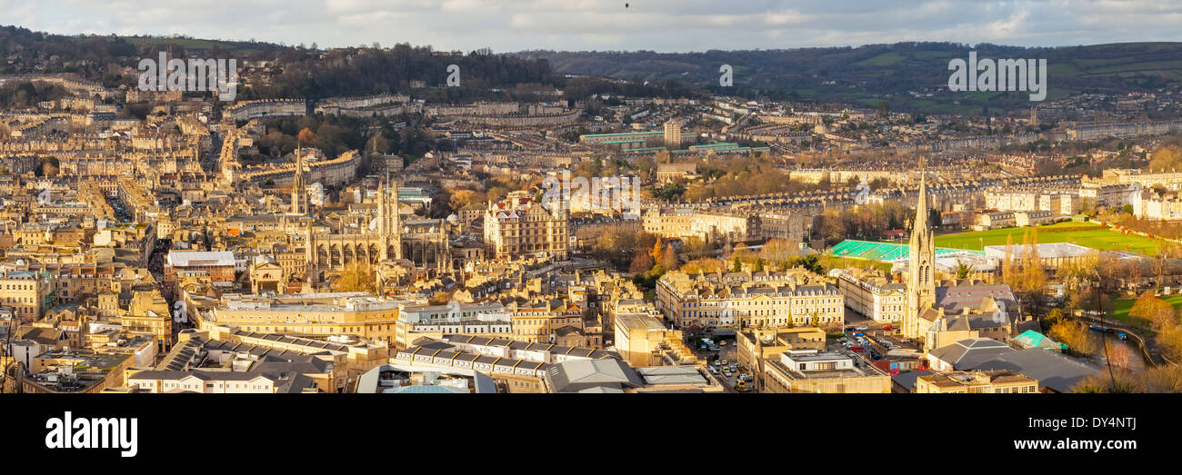 Overlooking the Georgian City of Bath from Alexandra Park on top of Beechen Cliff, Somerset England Uk Europe Stock Photo