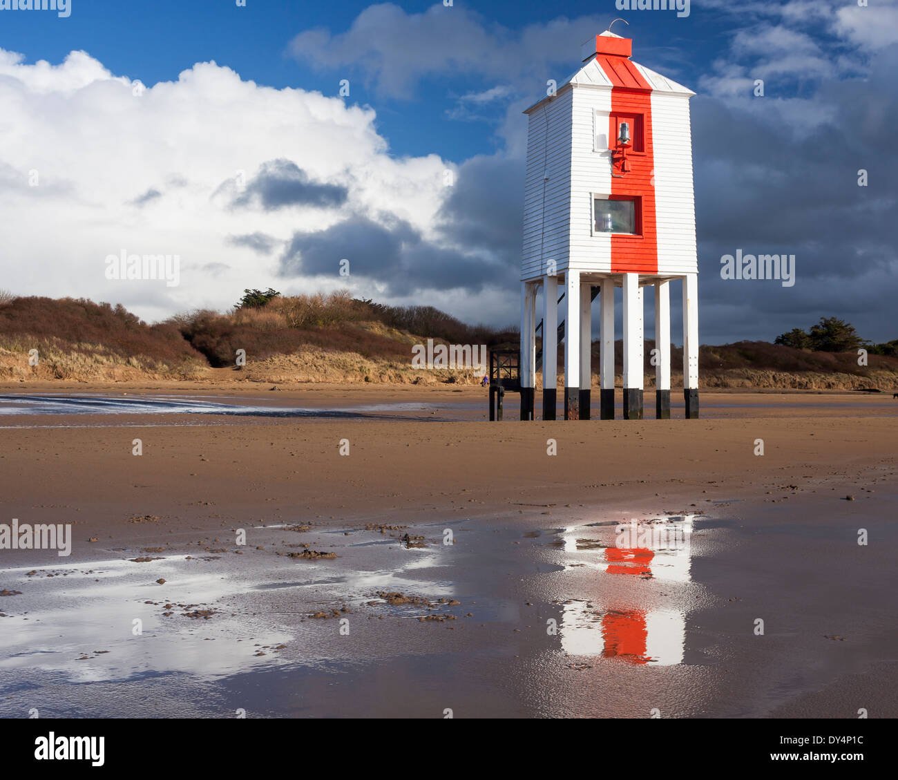 The Low 1832 Wooden Lighthouse at Burnham on Sea, Somerset England UK Europe Stock Photo