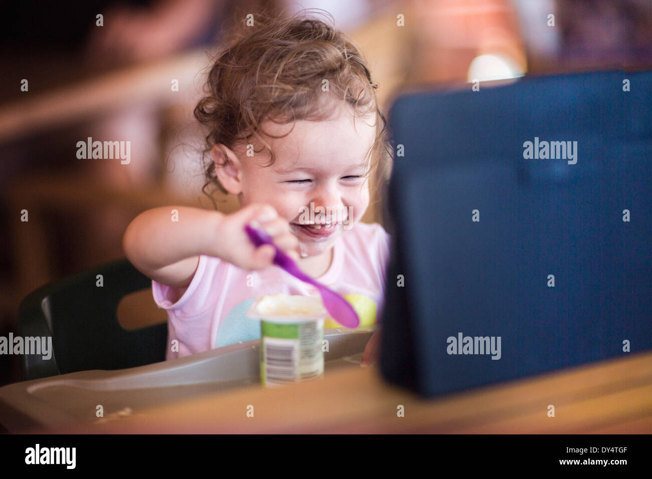 Child yogurt hi-res stock photography and images - Alamy