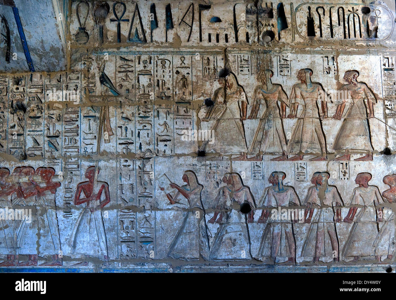 Temple of Ramses III at Medinet Habu: reliefs on the wall in the first ...