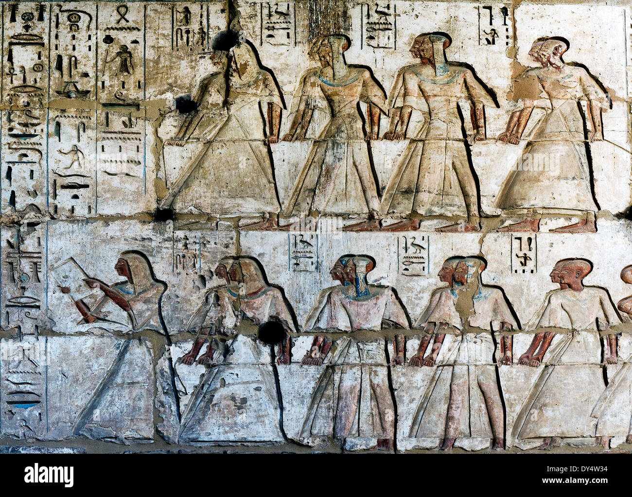 Temple of Ramses III at Medinet Habu: reliefs on the wall in the first ...