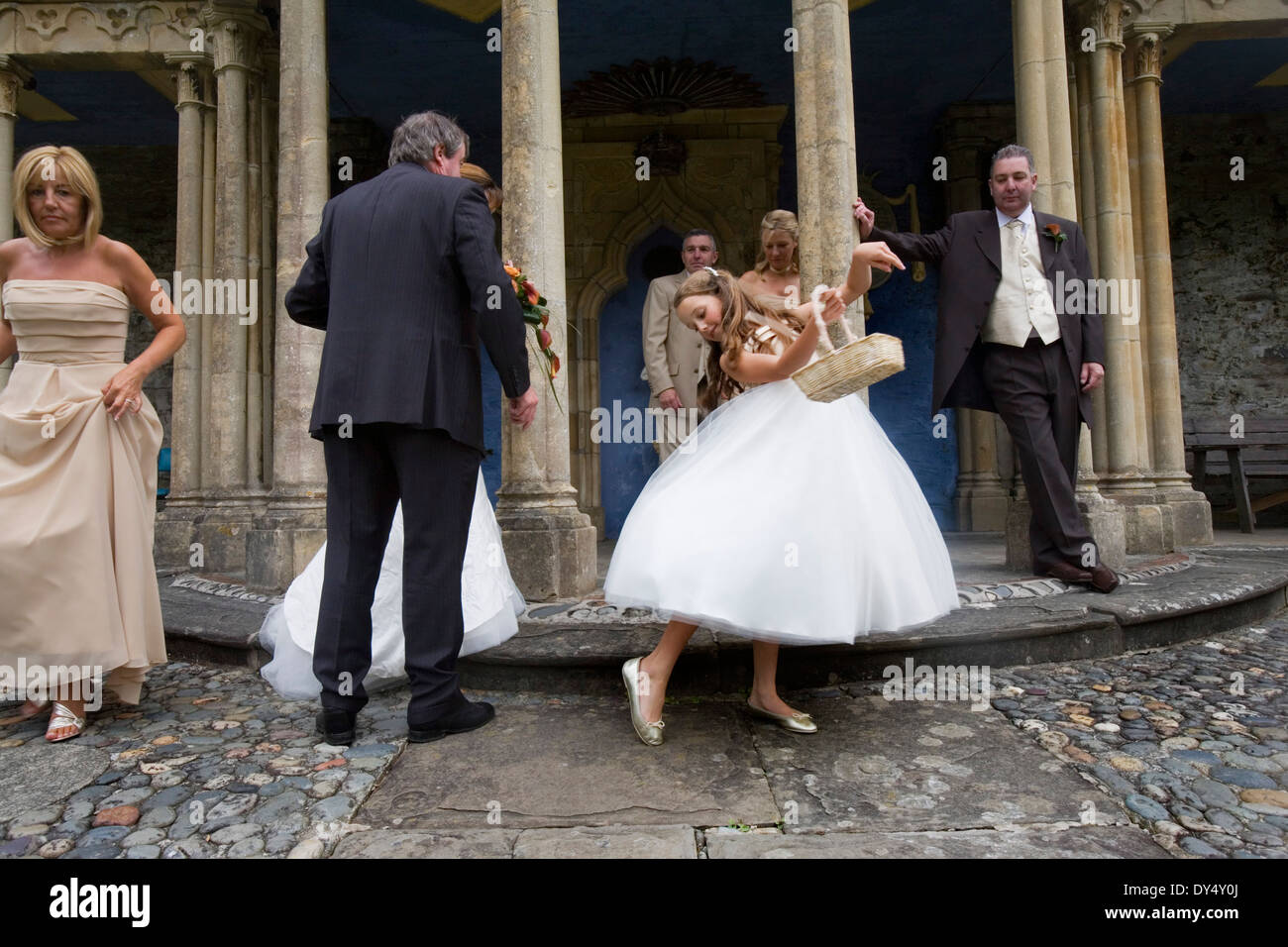 Wedding reception group, Portmeirion, Wales, United Kingdom Stock Photo