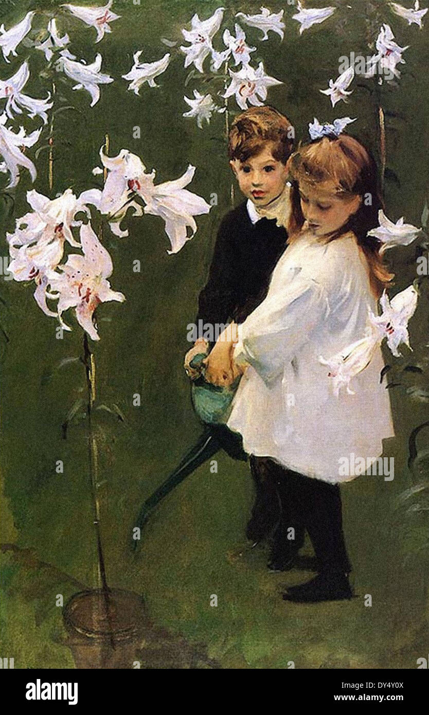 John Singer Sargent Garden Study of the Vickers Children Stock Photo