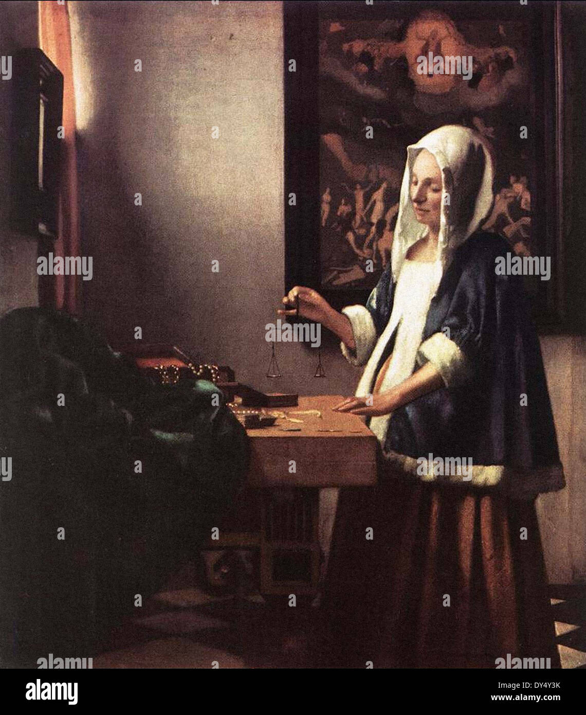 Jan Vermeer Woman Holding a Balance Stock Photo Alamy