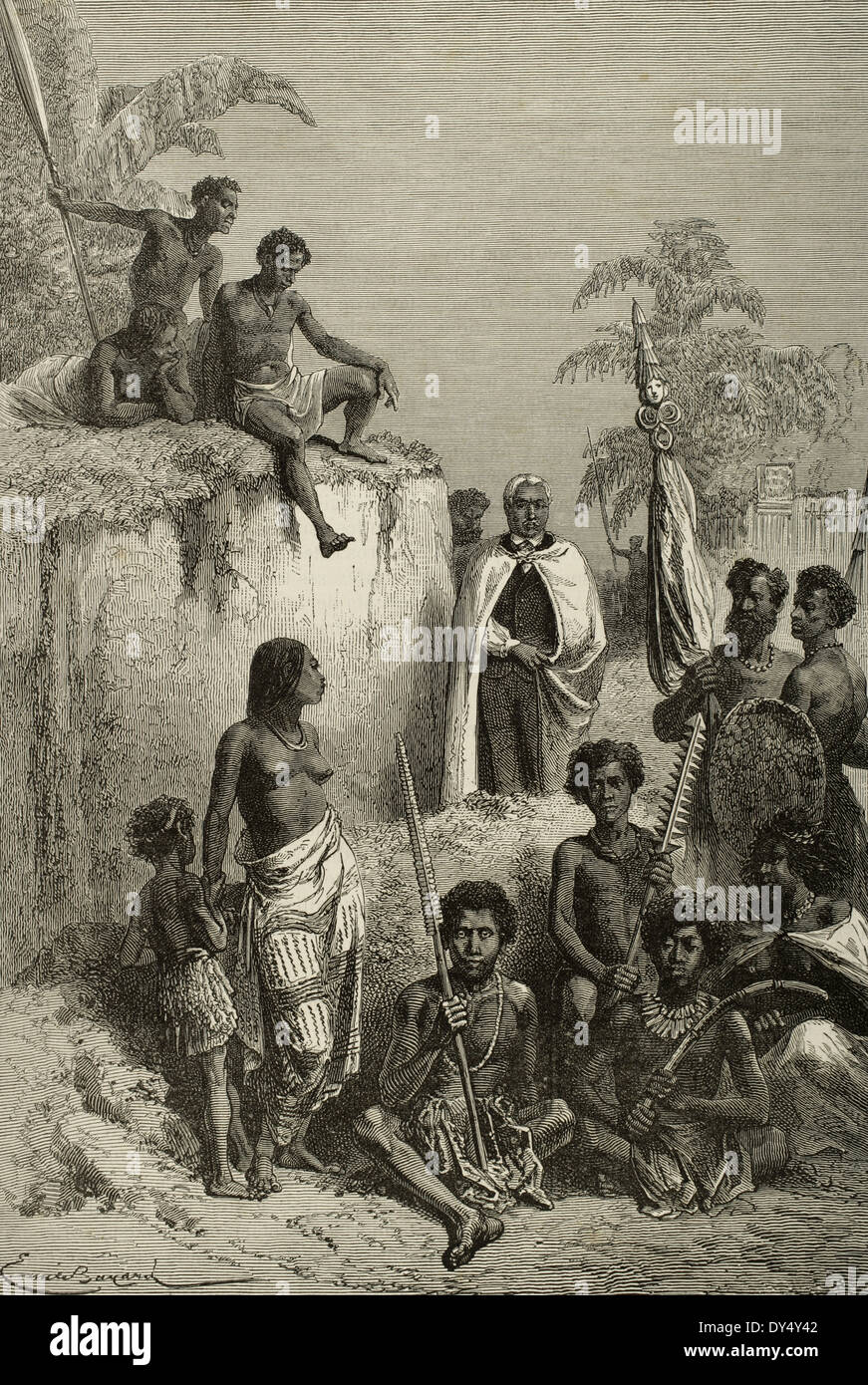 Kamehameha I (1758-1819). King of Hawaii Island. Hawaiians, 1819. Kamehameha and his warriors.