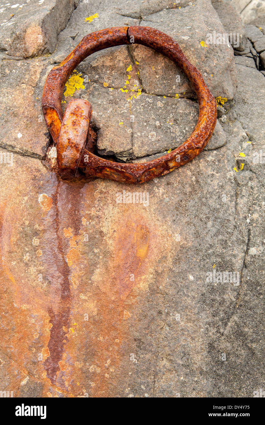Rusting Boat Tethering Ring on Holy Island, Lindisfarne, England Stock ...