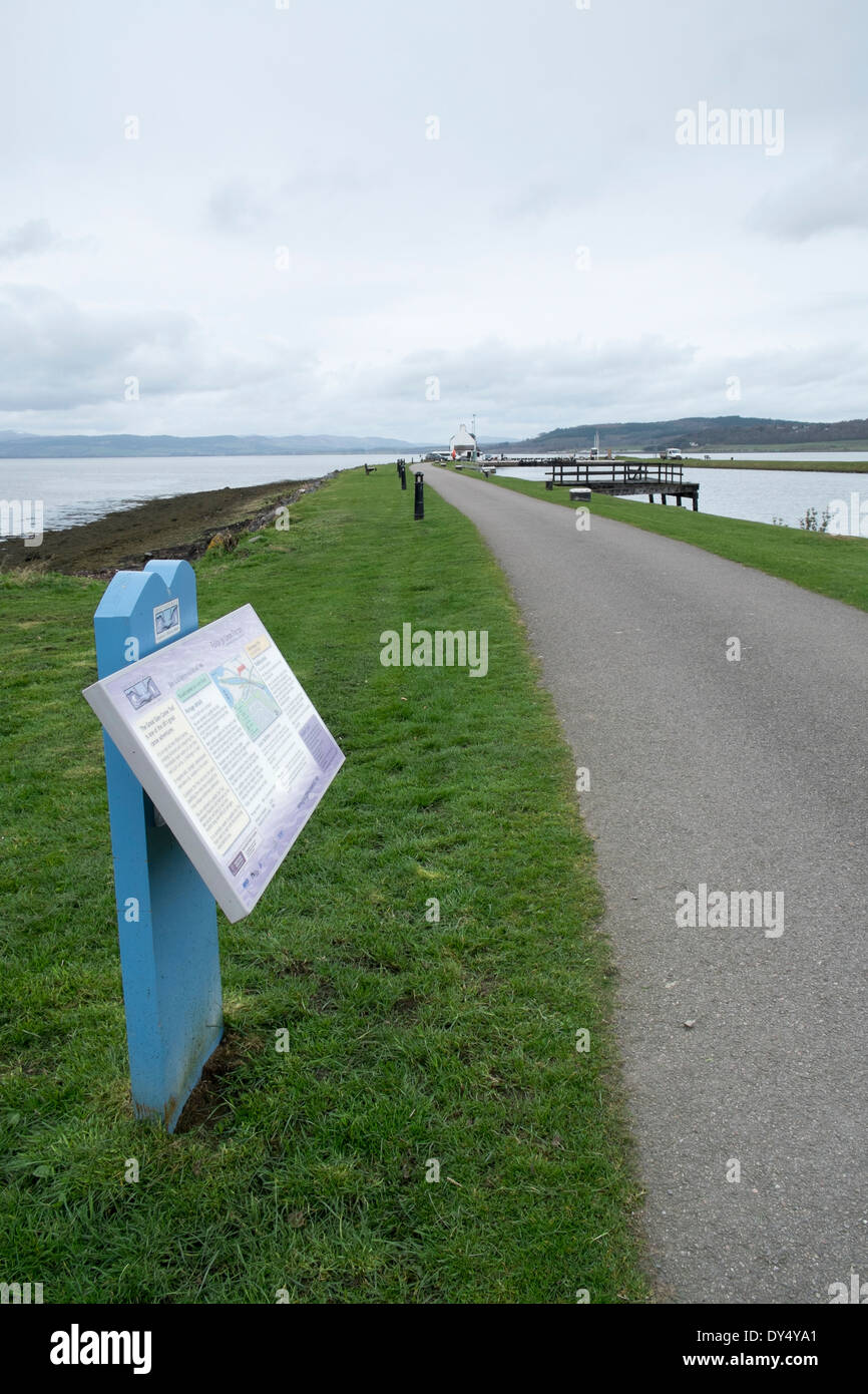 A signpost detailing the Caledonian Canal and the Great Glen Canoe Trail at Clachnaharry in Inverness Stock Photo