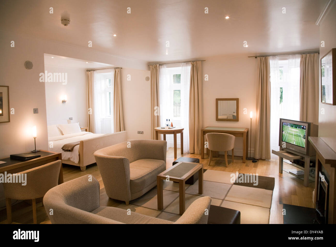 Portmeirion Castle hotel salon. Portmeirion, North Wales, United Kingdom Stock Photo