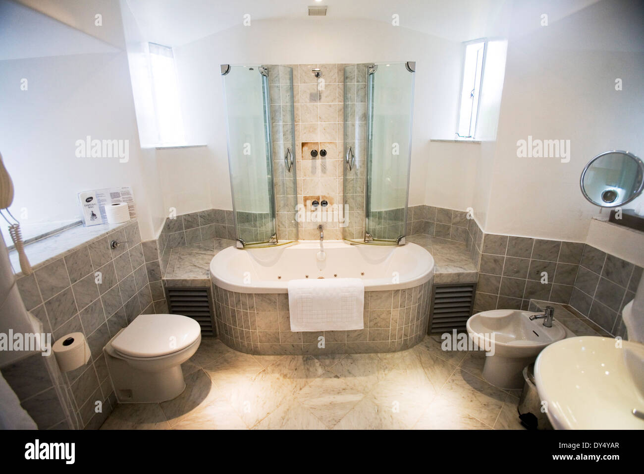 Portmeirion hotel bathroom spa. Portmeirion, North Wales, United Kingdom Stock Photo