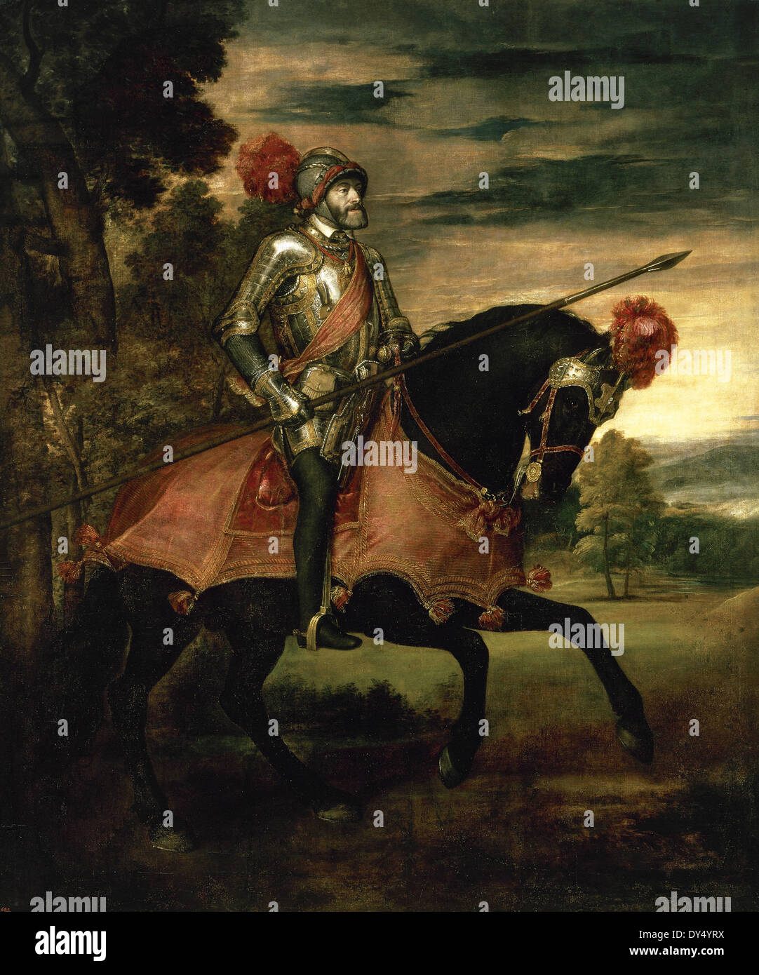 Charles V, Holy Roman Emperor (1500-1558). Charles V on Horseback in Mühlberg, by Titian (1490-1576), 1548. Stock Photo