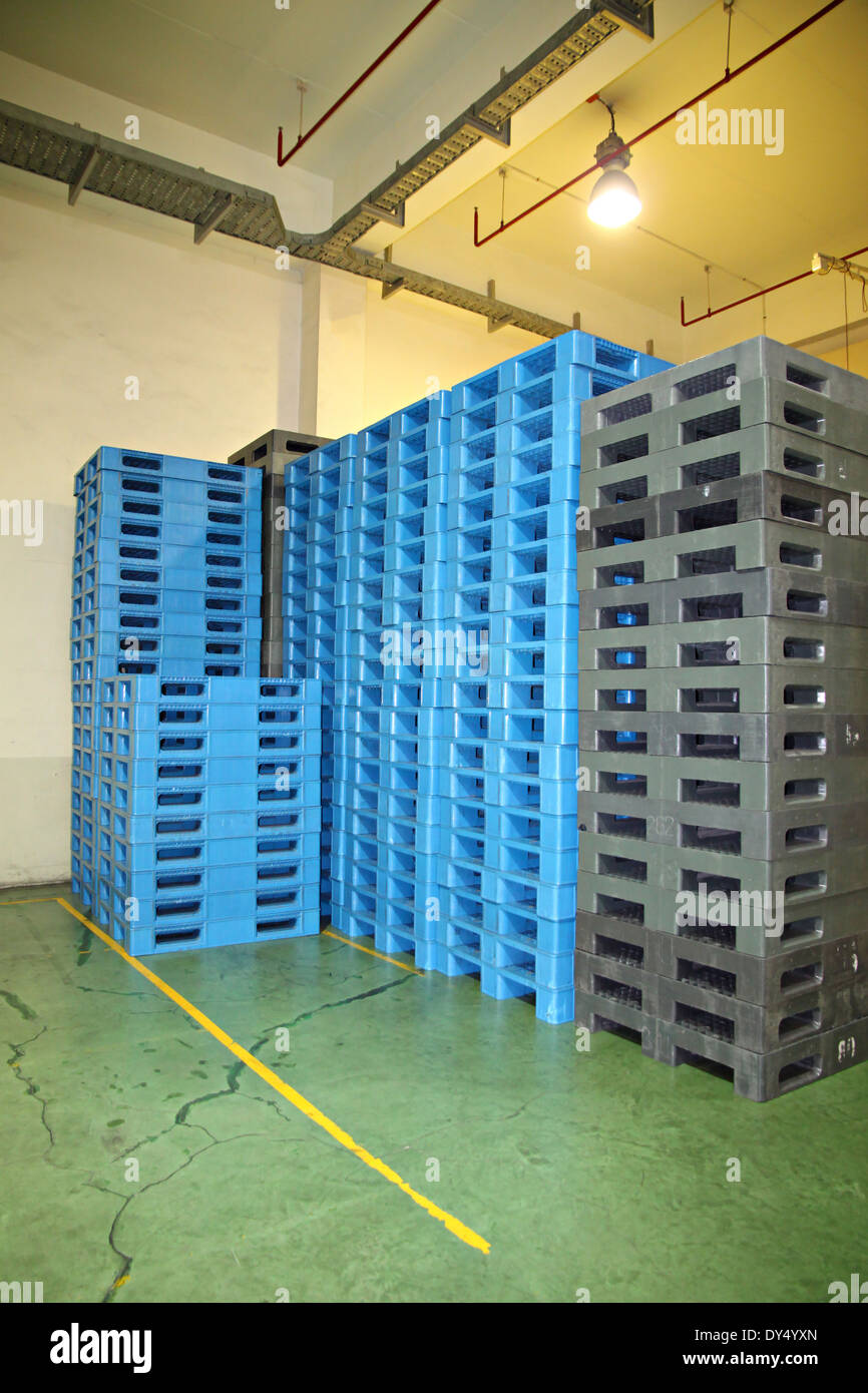 plastic pallet in factory. Stock Photo