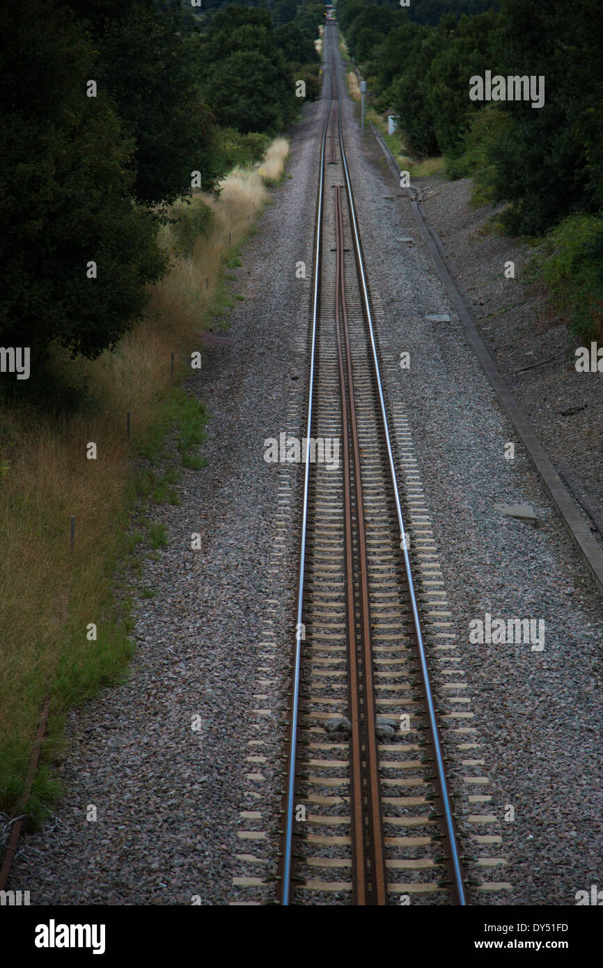 single track railway line and bridge Stock Photo Alamy