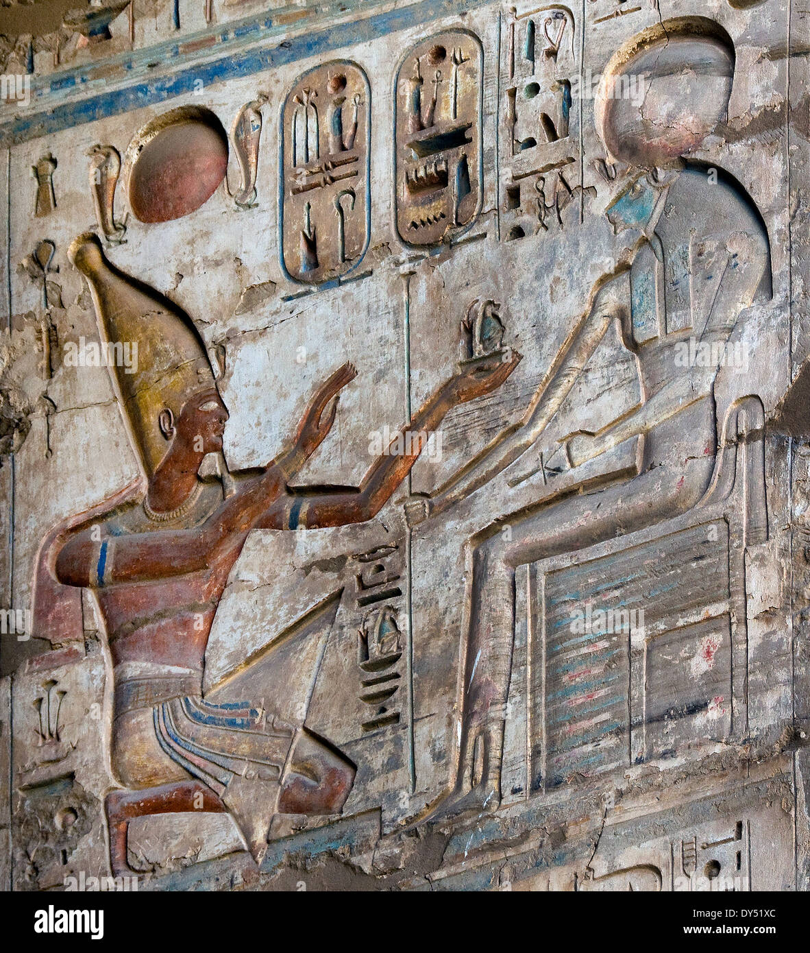 Temple of Ramses III at Medinet Habu: reliefs on the wall in the first ...