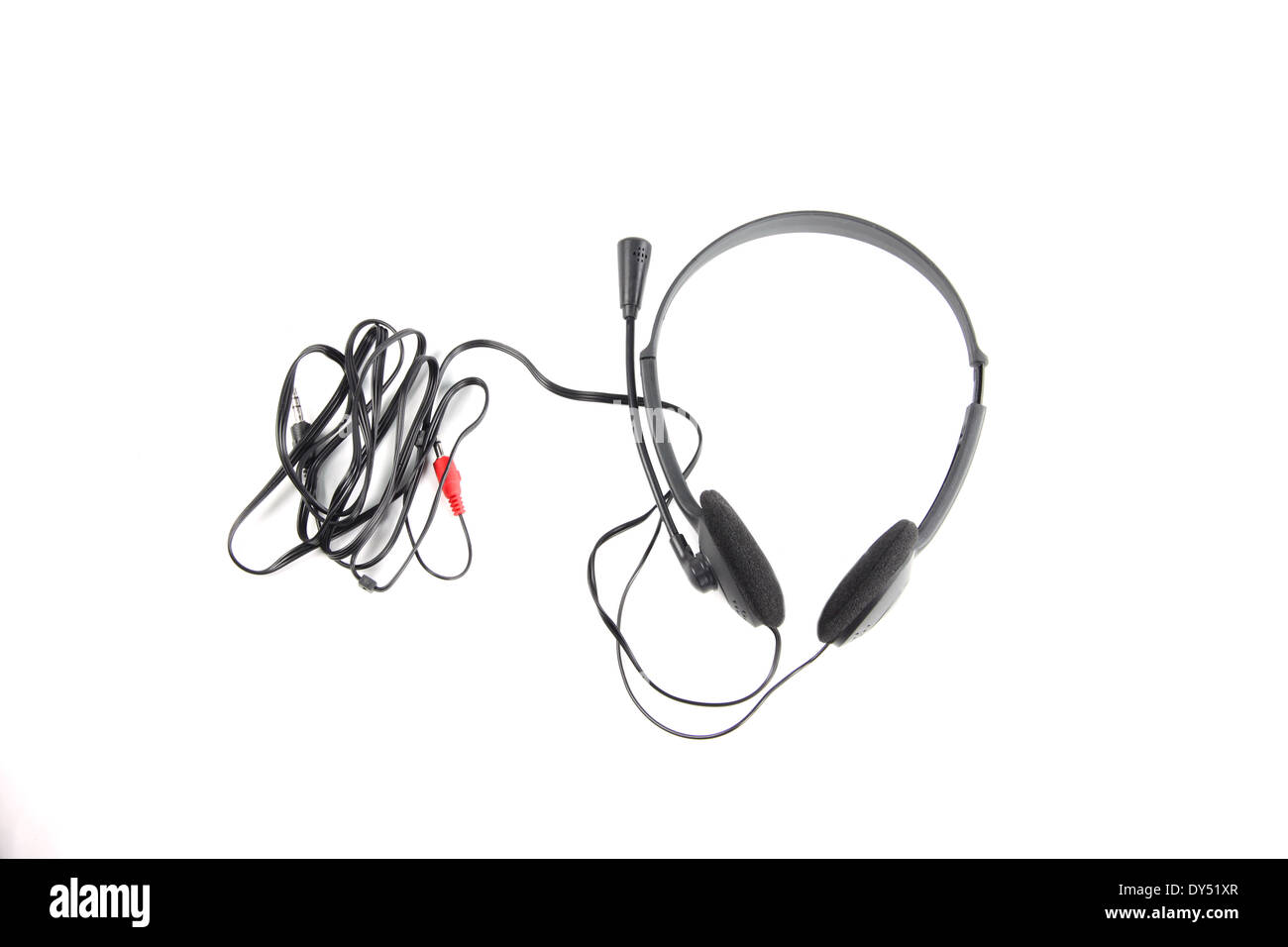black headphone isolated on white background. Stock Photo