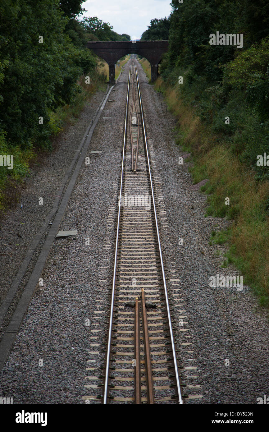 single track railway line and bridge Stock Photo Alamy