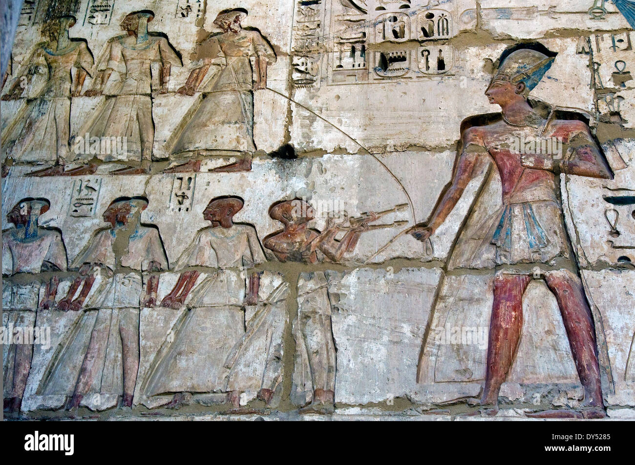 Temple of Ramses III at Medinet Habu: reliefs on the wall in the first ...