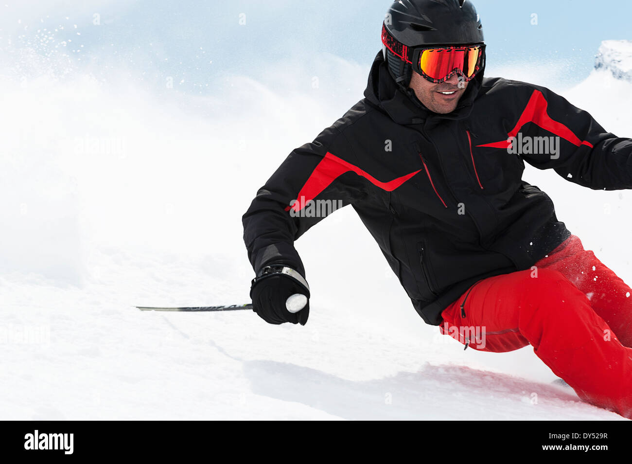 Mid adult man skiing downhill, Obergurgl, Austria Stock Photo - Alamy