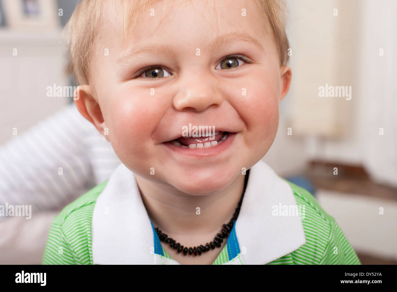 Baby boy smiling widely Stock Photo