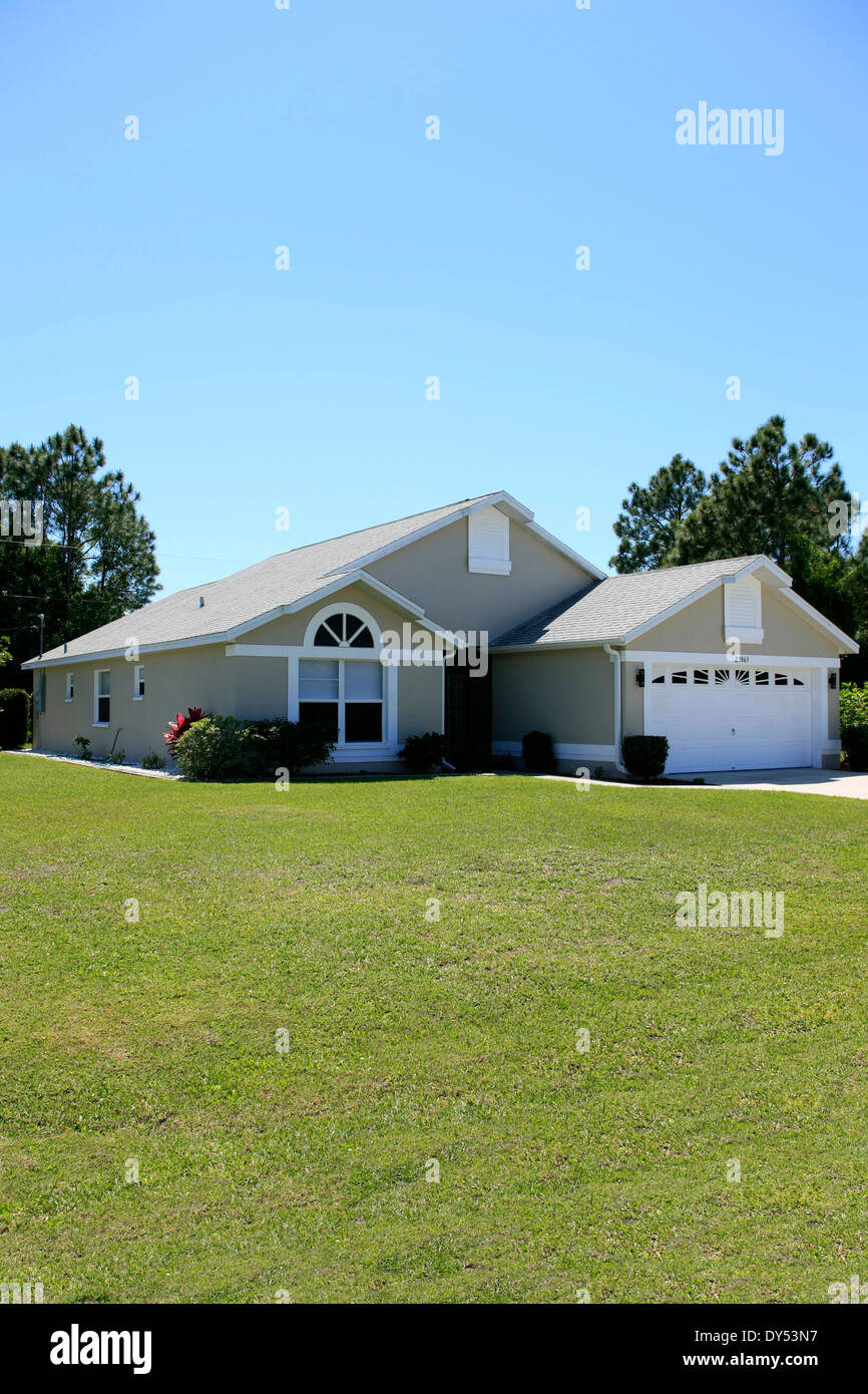Suburban Florida House with a two car garage Stock Photo