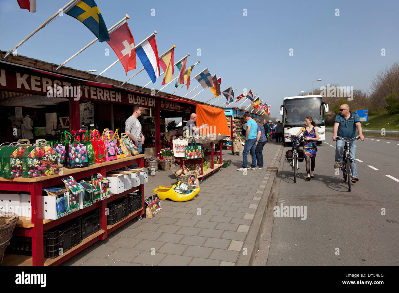 Selling and buying flower bulbs in Lisse Stock Photo