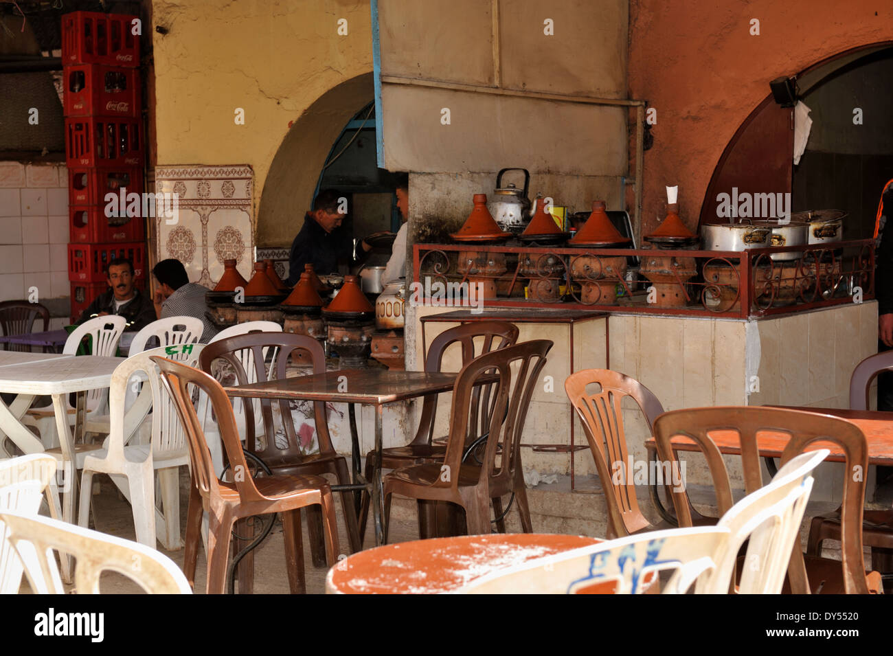 Typical small Moroccan cafe, restaurant, that mainly serves locals. In