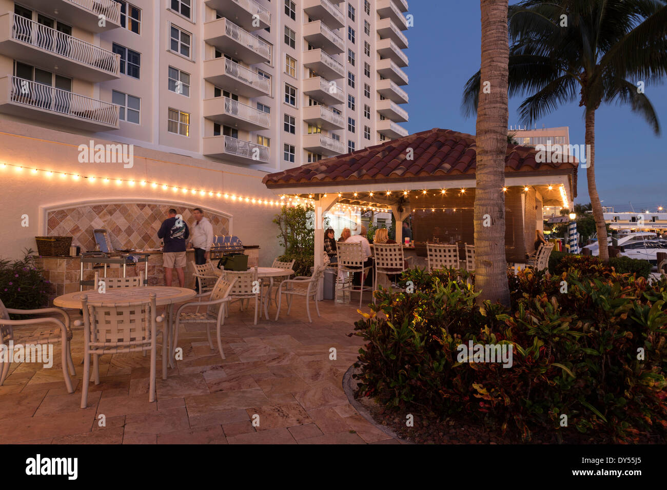 Tenants Enjoying the Tiki Bar Cabana, The Apartment Buildings
