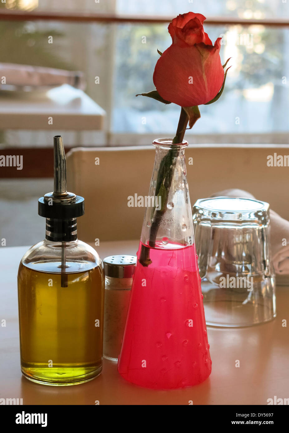 Attractive Table Decorations, Via Verdi Cucina Rustica, Miami, FL Stock Photo