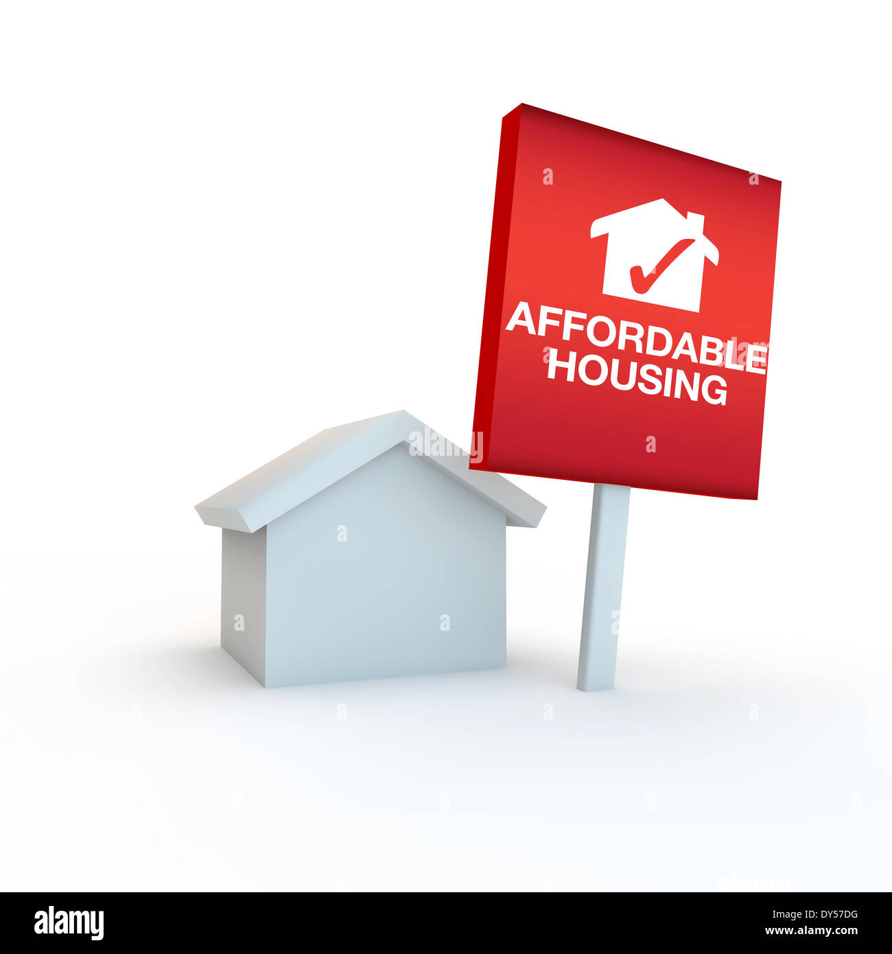icon to represent affordable housing with home and sign Stock Photo