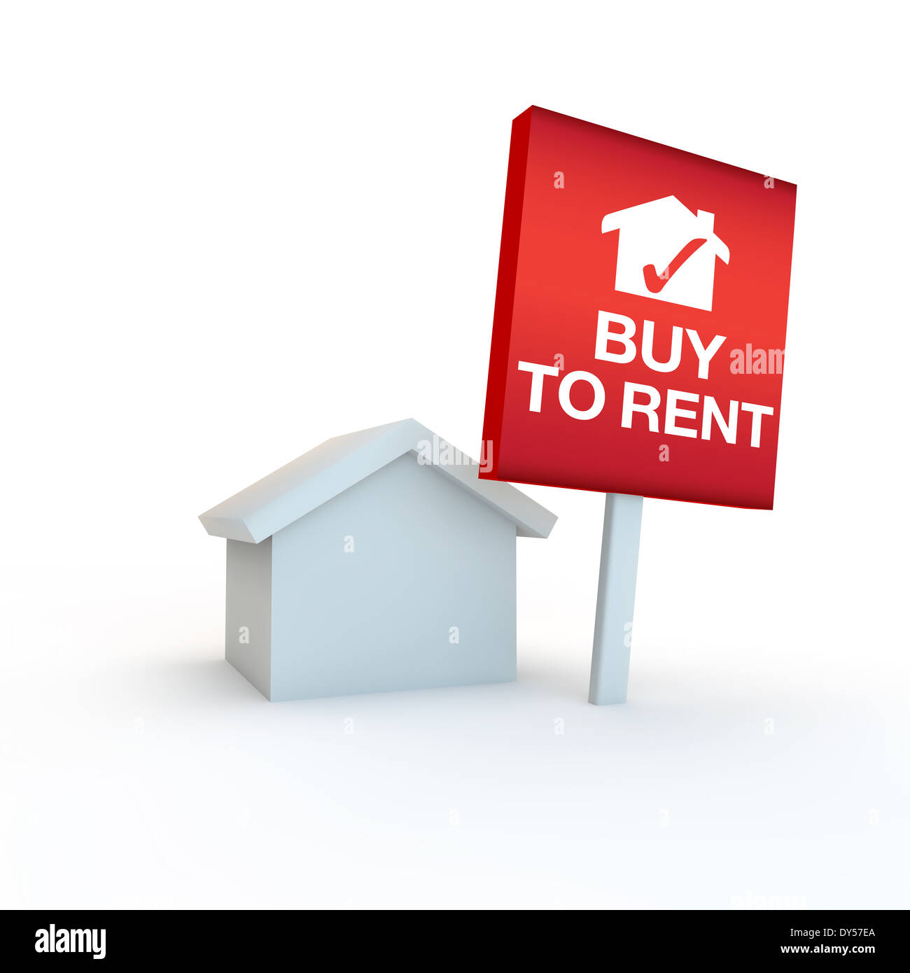 3d render of a home with a sign on white background Stock Photo