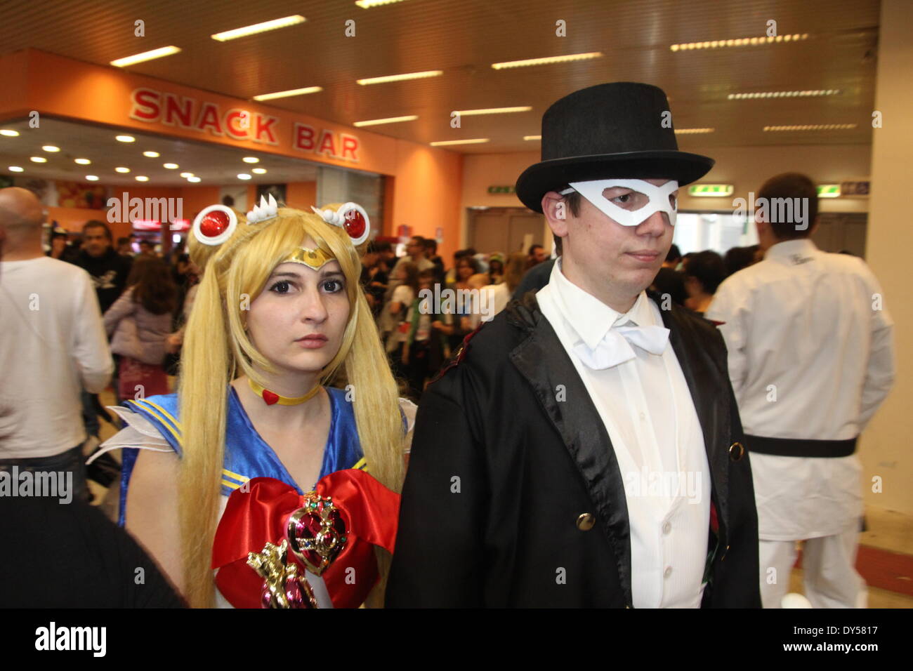 Cos Rom Rome, Italy. 6th April 2014. People dressed as Cosplay characters at ...