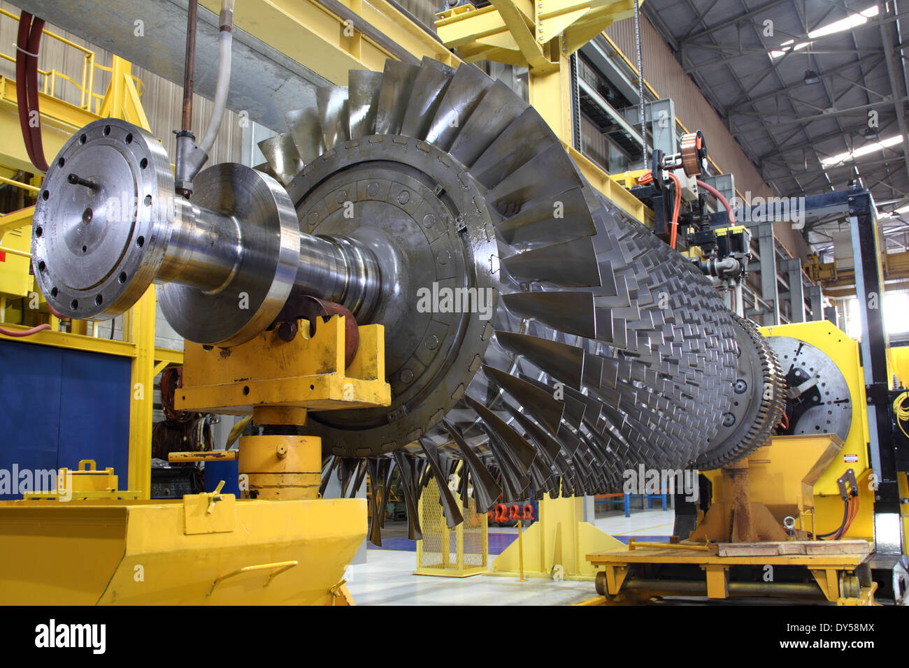 Turbine rotor at workshop Stock Photo