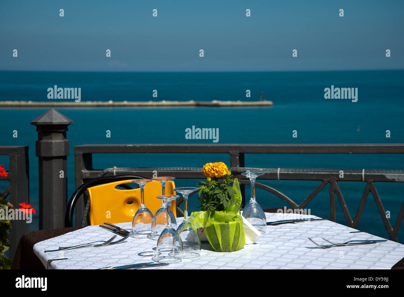 restaurant on the sea Stock Photo